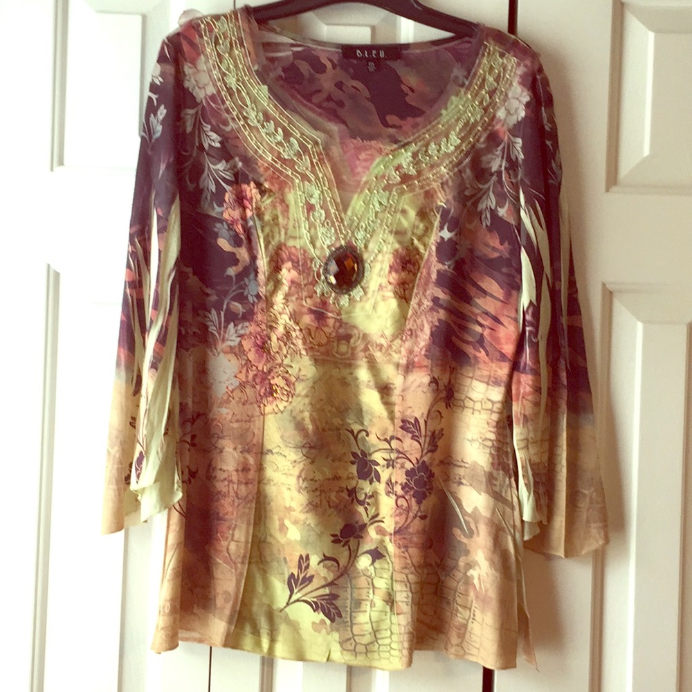 B.L.U.E. Multicolored embellished top Medium